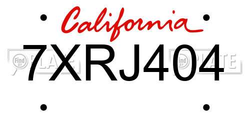 7XRJ404 California License Plate
