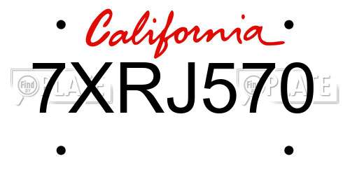 7XRJ570 California License Plate