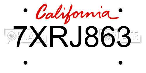 7XRJ863 California License Plate
