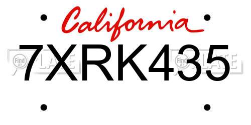 7XRK435 California License Plate