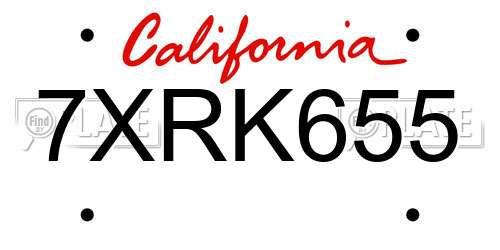 7XRK655 California License Plate