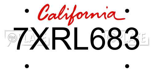 7XRL683 California License Plate