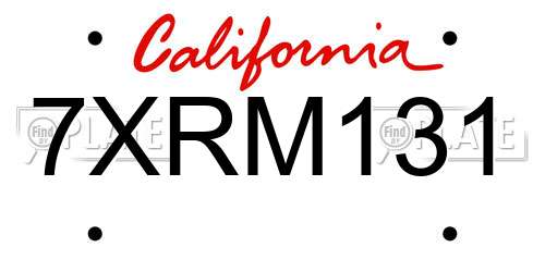 7XRM131 California License Plate