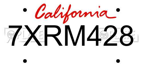 7XRM428 California License Plate