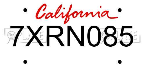 7XRN085 California License Plate