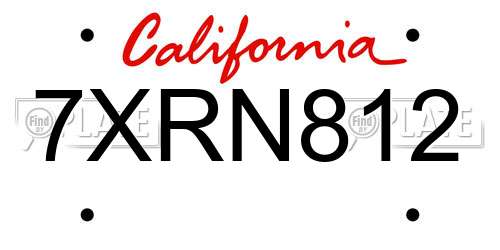 7XRN812 California License Plate