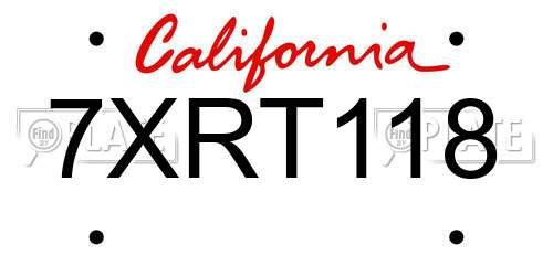 7XRT118 California License Plate