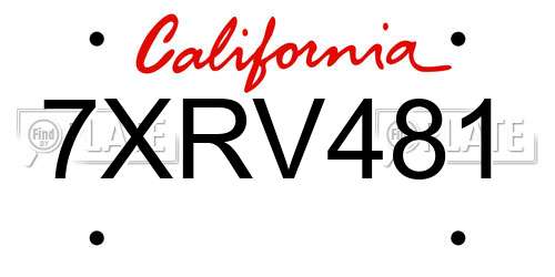 7XRV481 California License Plate