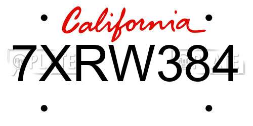 7XRW384 California License Plate