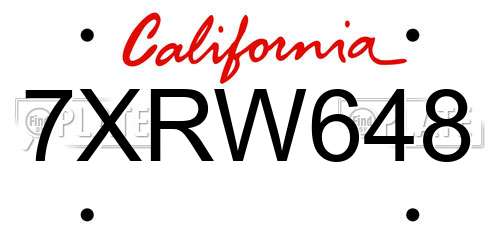 7XRW648 California License Plate