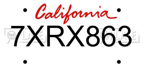 7XRX863 California License Plate