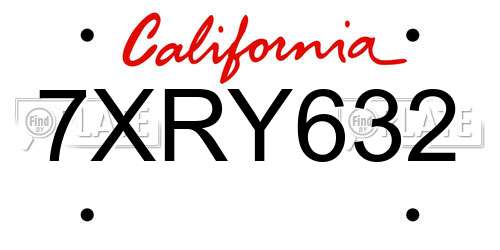 7XRY632 California License Plate