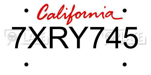 7XRY745 California License Plate