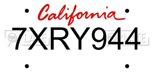 7XRY944 California License Plate