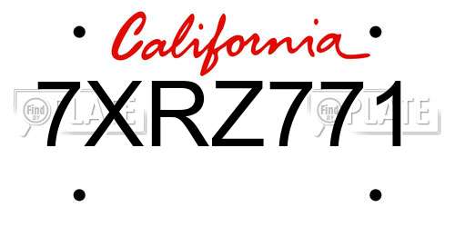 7XRZ771 California License Plate
