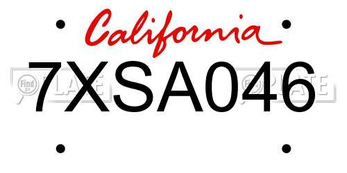 7XSA046 California License Plate