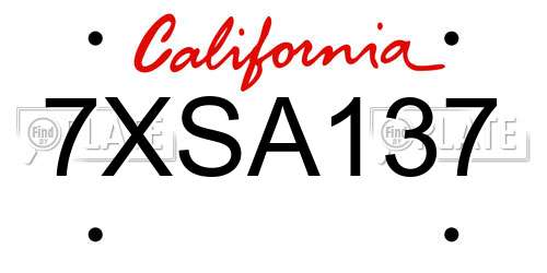 7XSA137 California License Plate