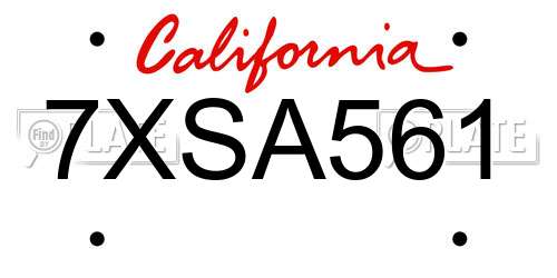 7XSA561 California License Plate