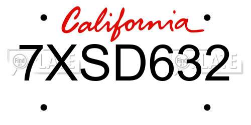 7XSD632 California License Plate