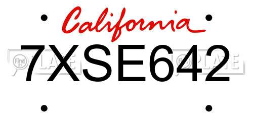 7XSE642 California License Plate