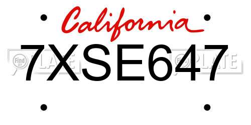 7XSE647 California License Plate