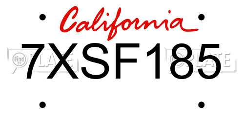 7XSF185 California License Plate