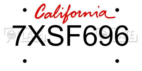 7XSF696 California License Plate