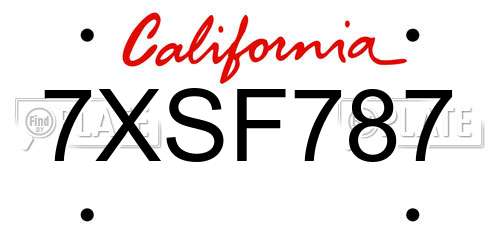 7XSF787 California License Plate