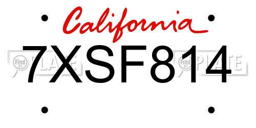 7XSF814 California License Plate