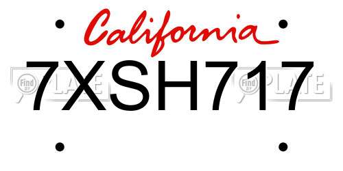 7XSH717 California License Plate