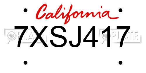 7XSJ417 California License Plate