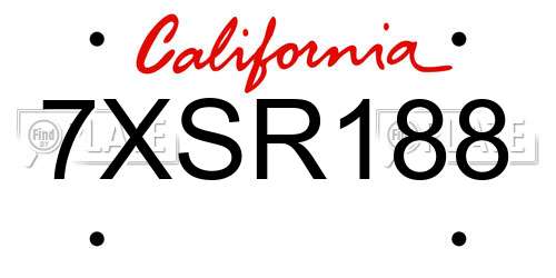 7XSR188 California License Plate