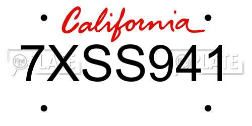 7XSS941 California License Plate