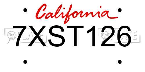 7XST126 California License Plate