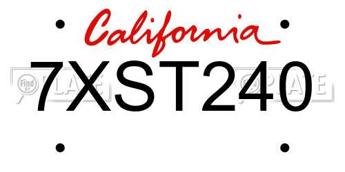 7XST240 California License Plate