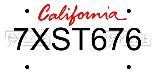 7XST676 California License Plate