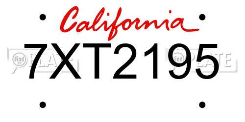 7XT2195 California License Plate