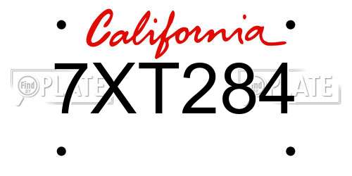 7XT284 California License Plate