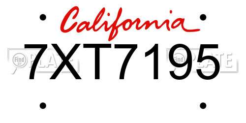 7XT7195 California License Plate