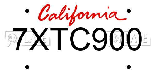 7XTC900 California License Plate