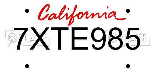 7XTE985 California License Plate