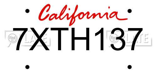 7XTH137 California License Plate