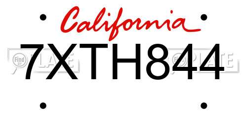 7XTH844 California License Plate