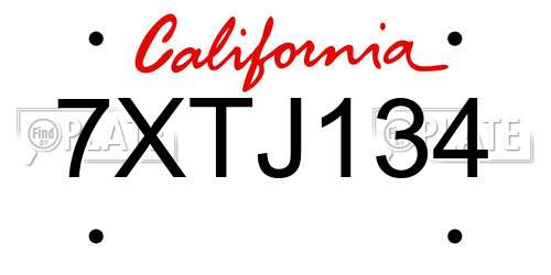 7XTJ134 California License Plate