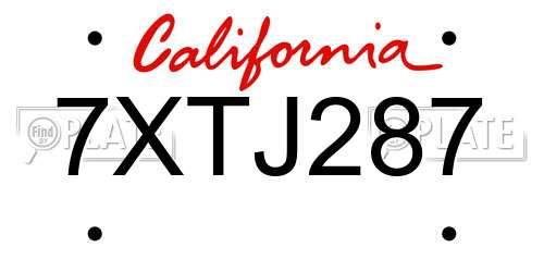 7XTJ287 California License Plate