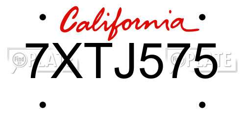 7XTJ575 California License Plate