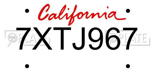 7XTJ967 California License Plate