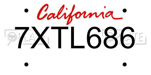 7XTL686 California License Plate