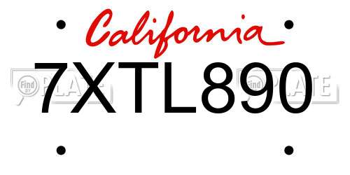 7XTL890 California License Plate