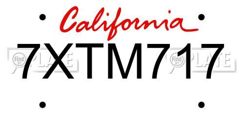 7XTM717 California License Plate